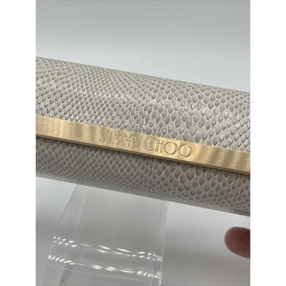 Jimmy Choo Ivory Snakeskin Hardshell Sunglasses Eyeglass Medium Case with Cloth - Picture 4 of 6